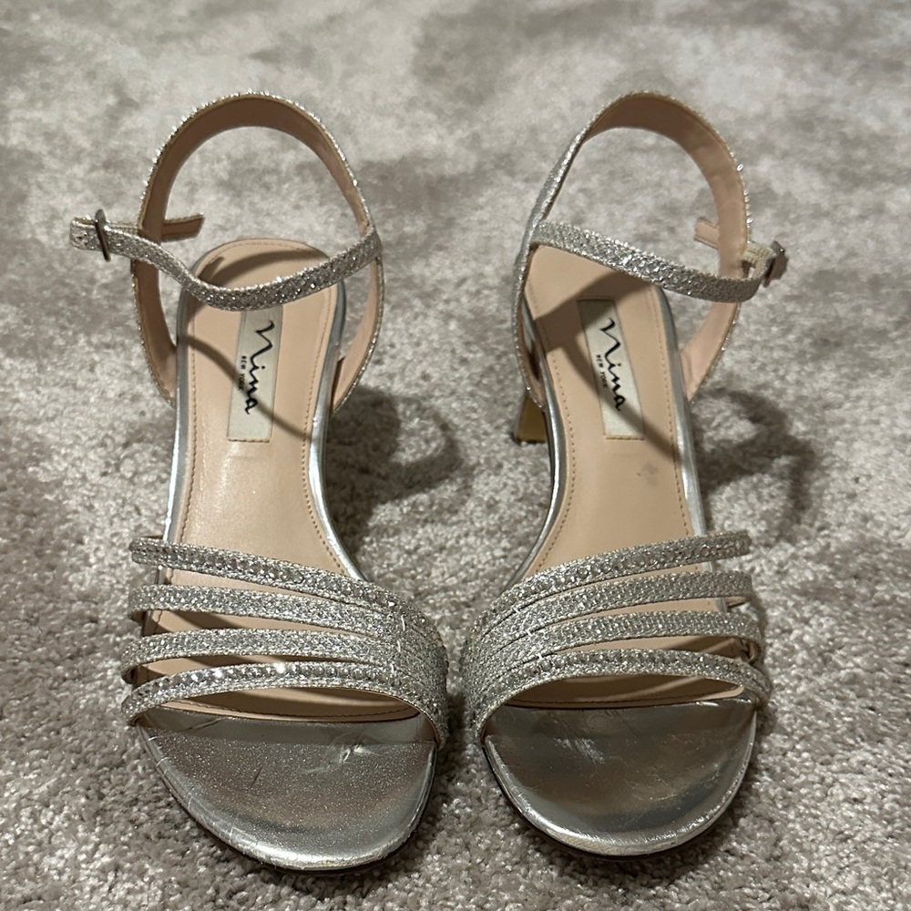 Nina Silver Strappy Heels